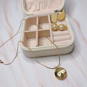 Gold Jewelry Set #2 (2 pairs clip on earrings + 1 necklace)